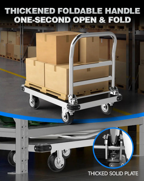 Indestructible Workhorse 2500 Pound Platform Truck With 48 X 24 Inch Foldable Flatbed Cart Delivering Hardcore Steel Strength For Warehouse Moves And Site Hauling Built Different To Handle Any Heavy Duty Task Without Skipping A Beat