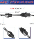 Front 4WD CV Axle Shaft Assembly For Jeep Patriot And Compass 2007 2014, left axle, 25 1/8 inch, 28 and 27 splines
