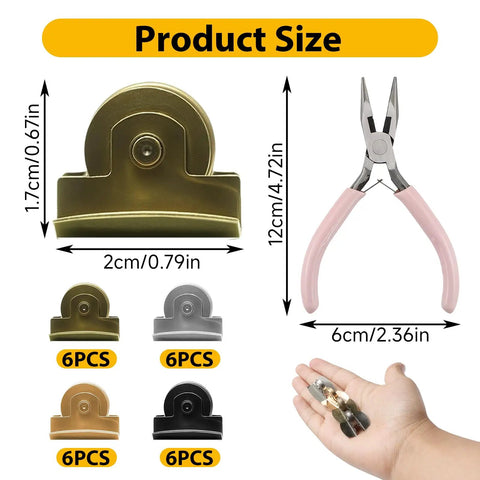 24 Pairs Magnetic Snaps For Purses And Totes, Seamless Closures For Bags, Clothing, Sewing And Craft Projects In Gold Silver Gunmetal Copper, Includes Tweezers