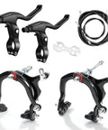 All In One Bicycle Brake Set For Front And Rear Caliper Brakes With Aluminum Alloy Levers Includes Inner And Outer Cables And Brake Housings
