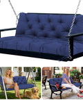 Three Seater Swing Cushions Replacement For Outdoor Porch Swing With Backrest Navy Blue 60x40x5 Inch Extra Thick Cushions