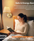 Battery Operated Wall Sconce Set Of Two With Gold Rattan Shade And Rechargeable RGB Bulbs For Wireless Bedroom Lighting, woman reading in bed.