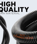 Close-up of black 3-Pack Split Wire Loom Tubing Kit showcasing flexible convoluted design for automotive and home electrical use