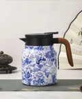 Vintage Floral Pattern Tea Pot With Built-In Infuser, Insulated Stainless Steel Thermal Carafe, 800ml Large Teapot Brew Vessel