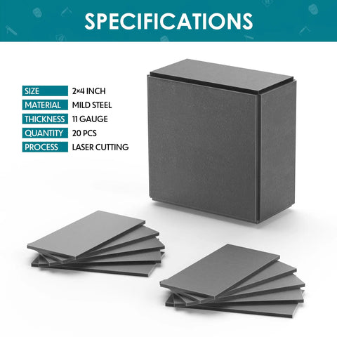 20 Pcs 2x4 Inch Mild Steel Welding Plates 11 Gauge 50 x 100 x 3 Mm DIY Cuboid For MIG TIG Gas Arc Stick And Wirefeed Welding Practice Training Steel For Beginners And Pros.