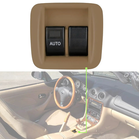Center Console Auto Power Window Switch Tan Ride-Ready For Mazda Miata MX-5 1998 1999 2000 Up Down Function Direct Fit