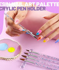 All-In-One Nail Art Tools Kit With 23 Pcs Brushes, nail art palette, and acrylic pen holder for DIY nail designs at home.