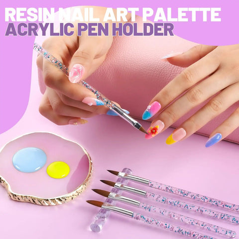 All-In-One Nail Art Tools Kit With 23 Pcs Brushes, nail art palette, and acrylic pen holder for DIY nail designs at home.