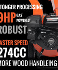 Beastly 9HP Gas Powered Wood Chipper With 4 Inch Max Capacity And 274cc Engine Heavy Duty Mulcher close-up image