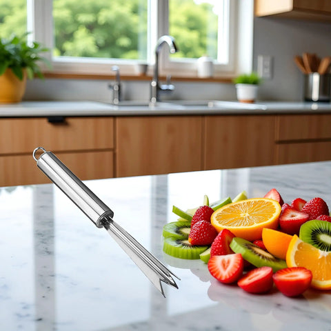 Pineapple Eye Remover Tool With V Shaped Stainless Steel Blade on kitchen counter