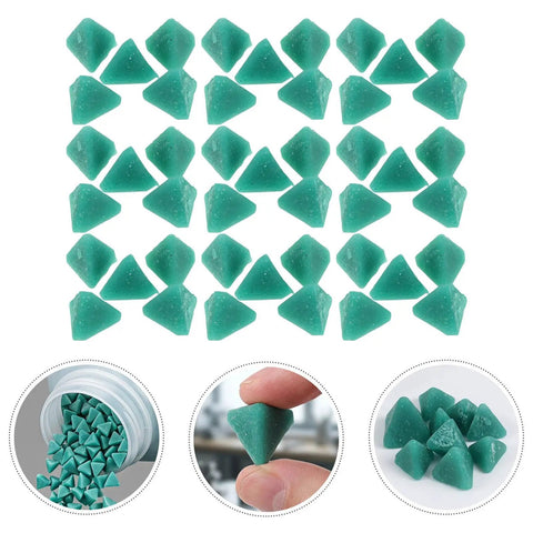 Three Usable Sides Triangular Resin Polishing Media Blocks For Metal Tumbling Machines Deburring And Finishing Supplies displayed