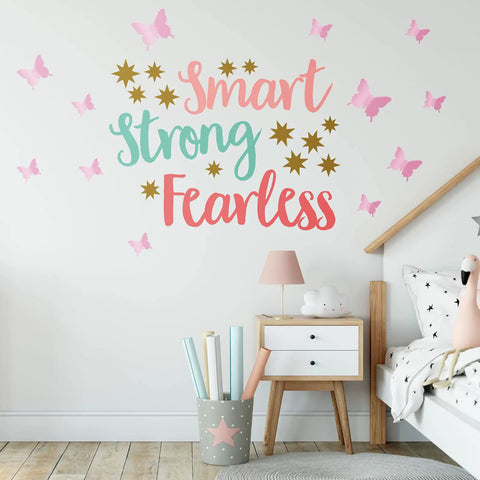 Bedroom with 20 Sheets Inspirational Quotes And 3D Butterfly Wall Decals Set For Girls Bedrooms And Living Rooms Pink Pastel Decor