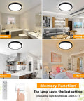 Dimmable LED Flush Mount Ceiling Light With Remote Control, 3000K-6000K Color Changing, 24W 150W Equivalent in various rooms