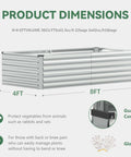 Two Piece Galvanized Raised Garden Bed Kit 8 By 4 By 2 Feet showing product dimensions and features.