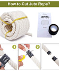 Thick 1 Inch Natural Cotton Craft Rope 100 Ft Four Strand Twisted Cord with tape and cutting step-by-step guide