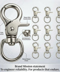Heavy Duty Metal Swivel Snap Hooks Twelve Pack Slick 360 Spin Trigger Clips for Purses and Keychains, showing heavy-duty design with swivel mechanism.