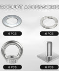 Six Pack M8 Heavy Duty Eye Bolts With T Slot Bolts In 304 Stainless Steel Eye Nuts And Nuts For Roof Rack Bungee Cords Ropes Anchoring Kit Ideal For Trailers Boats Decks And Challenging Outdoor Use, 304 stainless washers and split washers
