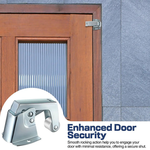 Two Pack Screen And Storm Door Catch For Hinged Swinging Doors Cabinets And Cupboards Zinc Plated installed on wood door