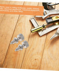 2 Pack Badass Stainless Steel Locking Plunger Featuring A Slick Knurled Handle And Dope Retractable Spring Indexing Pin For Rolling Toolboxes And Heavy Shop Gear on wooden surface with tools.