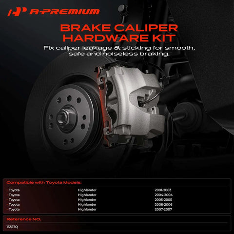 Premium Front Disc Brake Hardware Kit For Toyota Highlander 2001 To 2007 Fits Gas Models Only Not Hybrid EV Ref Number 13357Q Ultimate Replacement Parts