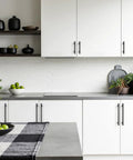 White kitchen cabinets with 12 Pack Matte Black Cabinet Pulls 5 Inch Center To Center Handles for Cabinets and Dressers Durable Metal