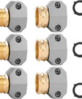 Easy Fix Garden Hose Repair Kit With Premium Aluminum Water Ends And Quick Female Male Connector Fittings Fit 3/4 Inch And 5/8 Inch Hoses plus Zinc Clamps For Sprayers Nozzles And Sprinklers, six-piece set