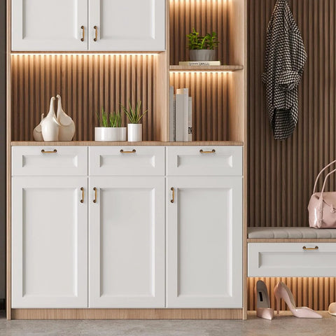 White kitchen cabinets with 20 Pack 3 Inch Antique Brass Cabinet Pulls Set for Kitchen Cabinets and Drawers Solid Zinc Alloy Cupboard Hardware.