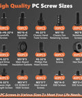 High Quality PC Screw Sizes chart displaying Premium Heavy Duty Computer Screws Kit Featuring Slick Zinc Plated Fasteners.