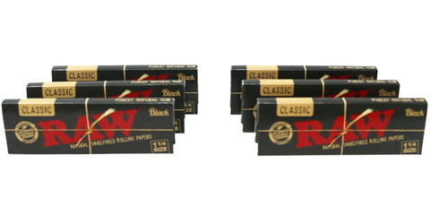 Classic Black One And A Quarter Size Natural Unrefined Ultra Thin 79mm Rolling Papers Six Packs Unbleached For Smooth Herbal Blends