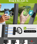 Golf Cart Phone Holder With Magnetic Mount For Dads And Golfers Fathers Day Gift demonstration on metal surface, hands installing.