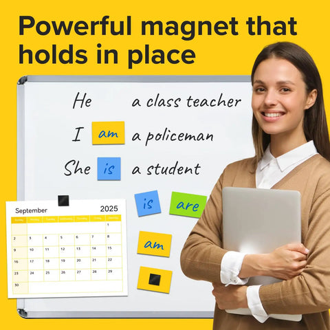 Sticky Magnetic Squares With Adhesive Backing 110 Pieces For Whiteboards And Fridges No Fuss Magnetic Tape Strips showcased on whiteboard