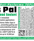 Plumber's Pal Nonhardening PTFE Thread Sealant Paste For Sealing Worn Metal And Plastic Pipe Threads label with instructions and specifications.