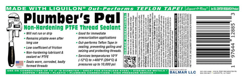 Plumber's Pal Nonhardening PTFE Thread Sealant Paste For Sealing Worn Metal And Plastic Pipe Threads label with instructions and specifications.