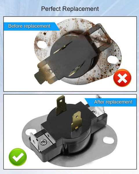 Comparison of old and new Dryer Cycle Thermostat Replacement For Most Washer Dryer Combos With Precise 153F To 138F