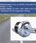Air Compressor Micro Pressure Switch For DeWalt, Porter Cable, Craftsman 180-225 PSI AC 110-120V on a road backdrop