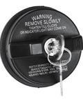 Locking Gas Cap Replacement For Chevy GMC Silverado Cruze Malibu Tahoe Equinox Terrain Sierra Savana Acadia Buick Cadillac Lexus And More, Secure Fuel Cap For SUV Truck Or Car, OEM Replacement Style And Easy Install with key inserted