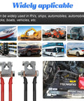 Heavy Duty Car Battery Terminal Kit With Four Piece 3 8 Inch Pure Copper Wire Lugs And Heat Shrink Tubing Positive Negative Cable Ends shown in various vehicle applications.