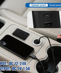 Road Certified Two Pack RV USB Outlet 12V 24V Wall Mount with dual Type A and C ports installed in a vehicle console.
