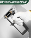 Side view of adjustable sheet metal hole cutter with two drill bits for 2–12 inch holes