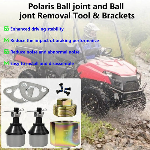 Heavy Duty Ball Joint Kit With Tool And Bracket For ATV And UTV Models Including Sportsman Ranger Ace Magnum Scrambler Trail Blazer Trail Boss Xpedition And More Fits 2x4 And 4x4 Versions Durable Upgrade, ATV ball joint kit with removal tool and brackets