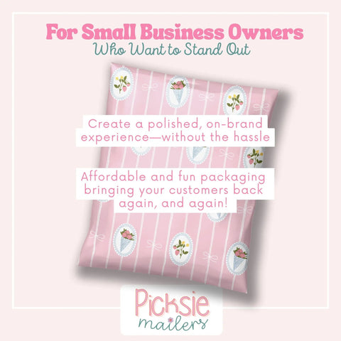Cute Pink 10x13 Poly Mailers Pack Of 100 For Clothing Shipping with Strawberry Bouquet Design for small businesses