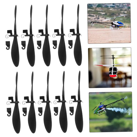 Model Airplane Propellers, 10 Sets, 5.70-In Lightweight Fold-Resistant Blades For STEM DIY Aircraft Projects, displayed with helicopters.