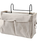 Cotton Linen Nightstand Hanging Bag With Metal Bracket And Multiple Pockets For Bunk Beds Dorm Rooms Kitchen Cabinets And Wardrobes