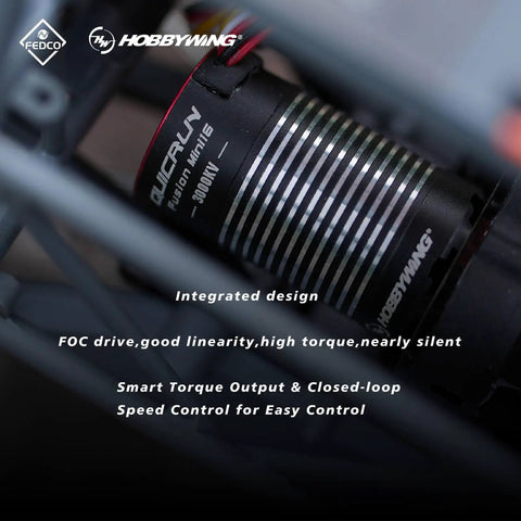 Close-up of Motor Transmission With Hobbywing QuicRun Fusion Mini16 3000KV Brushless Motor And ESC 2in1 FOC System
