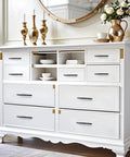 White dresser with 30 Pack Matte Black Cabinet Handles 5 Inch 128mm Screw Spacing Arch Drawer Pulls Modern Aluminum Alloy Hardware.