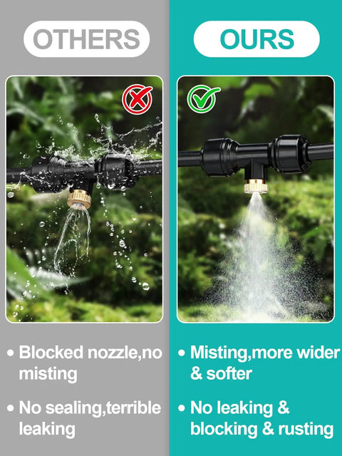 Effortless Chicken Coop Misting System for cooling with leak resistant hose comparison of blocked and effective nozzles.