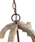 Top view of Go To Farmhouse Orb Chandelier Pendant Light With Handmade Weathered Wood Finish And Rustic Bronze Accents close-up