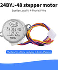 Image of Two Pack 24BYJ48 12V Stepper Motor With 4 Phase 5 Wire Micro Reducer For Speed Reduction Replacement Ideal For DIY Projects