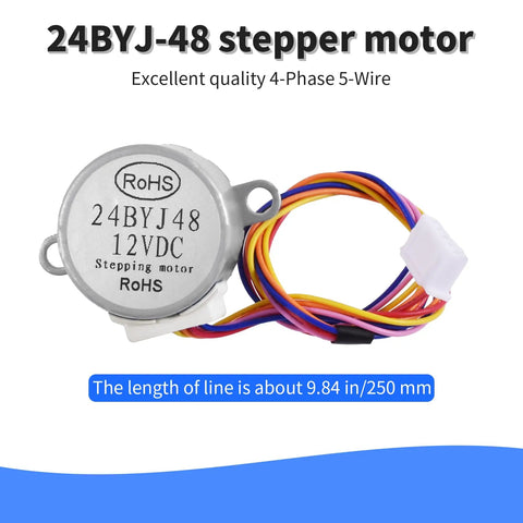 Image of Two Pack 24BYJ48 12V Stepper Motor With 4 Phase 5 Wire Micro Reducer For Speed Reduction Replacement Ideal For DIY Projects
