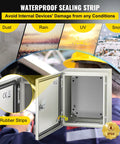Heavy Duty 12 X 10 X 6 Inch Steel Electrical Enclosure Nema 4x Ip66 with waterproof sealing strip for protection against dust and rain.